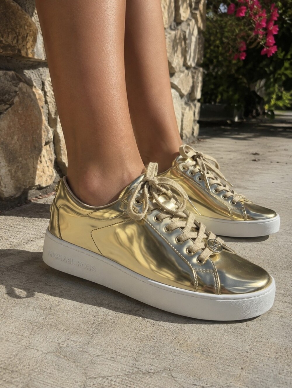 Michael Kors Metallic Gold Lace Up Sneakers Women’s Size 7M